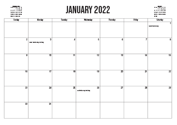 2022 Australian Printable Calendar - Standard Title