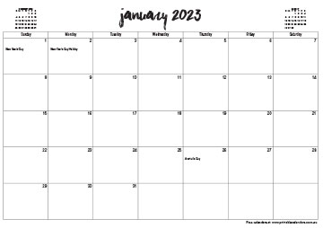2023 Australian Printable Calendar - Fancy Title