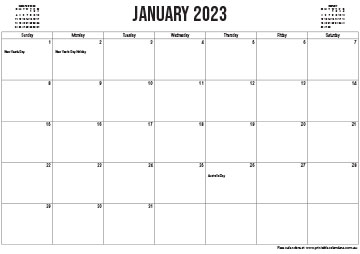 2023 Australian Printable Calendar - Standard Title