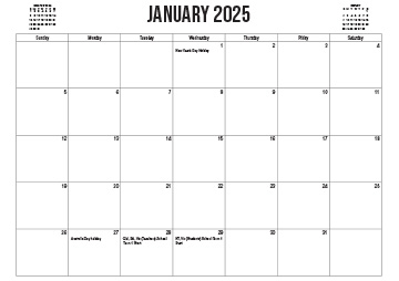 2025 Australian Printable Calendar - Standard Title