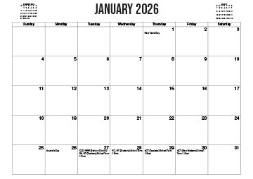 2026 Australian Printable Calendar - Bolder / Larger Font