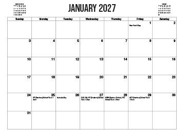 2027 Australian Printable Calendar - Bolder / Larger Font
