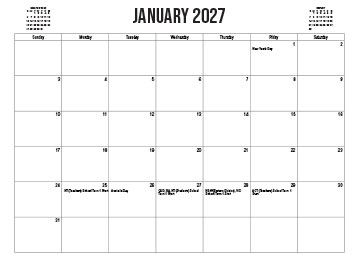 2027 Australian Printable Calendar - Standard Title